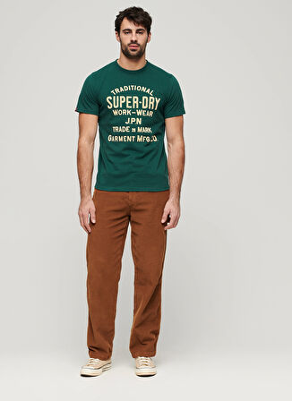 Superdry Bisiklet Yaka Baskılı Yeşil Erkek T-Shirt M1011906A9VK_WORKWEAR FLOCK GRAPHIC