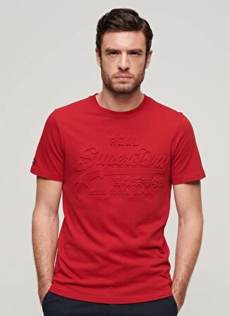 Superdry Bisiklet Yaka Baskılı Kırmızı Erkek T-Shirt M1011908A5OV_EMBOSSED VL T SHIRT