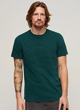 Superdry Bisiklet Yaka Baskılı Yeşil Erkek T-Shirt M1011908A8UM_EMBOSSED VL T SHIRT