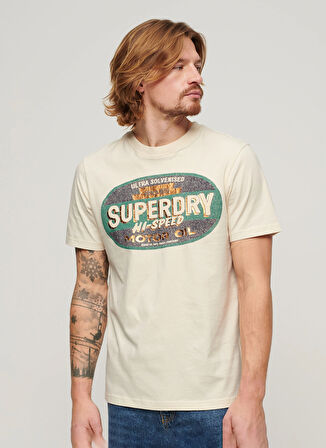 Superdry Bisiklet Yaka Baskılı Beyaz Erkek T-Shirt M1011910A3KU_GASOLINE WORKWEAR TEE