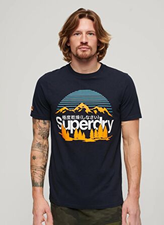 Superdry Bisiklet Yaka Baskılı Lacivert Erkek T-Shirt M1011911A98T_GREAT OUTDOORS NR GRAP