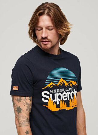 Superdry Bisiklet Yaka Baskılı Lacivert Erkek T-Shirt M1011911A98T_GREAT OUTDOORS NR GRAP