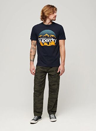 Superdry Bisiklet Yaka Baskılı Lacivert Erkek T-Shirt M1011911A98T_GREAT OUTDOORS NR GRAP