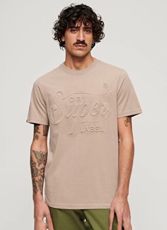 Superdry Bisiklet Yaka Düz Bej Erkek T-Shirt M1011915A1PC_EMBOSSED ARCHIVE GRAPH