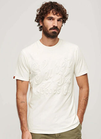 Superdry Bisiklet Yaka Düz Beyaz Erkek T-Shirt M1011915A34C_EMBOSSED ARCHIVE GRAPH