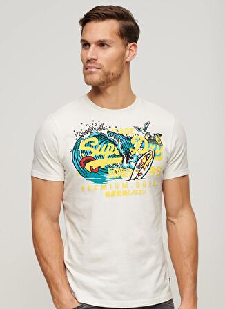 Superdry Bisiklet Yaka Baskılı Beyaz Erkek T-Shirt M1011916A71D_LA VL GRAPHIC T SHIRT