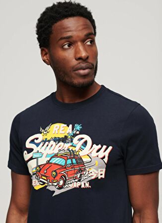 Superdry Bisiklet Yaka Baskılı Lacivert Erkek T-Shirt M1011916A98T_LA VL GRAPHIC T SHIRT