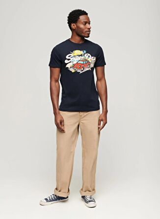 Superdry Bisiklet Yaka Baskılı Lacivert Erkek T-Shirt M1011916A98T_LA VL GRAPHIC T SHIRT