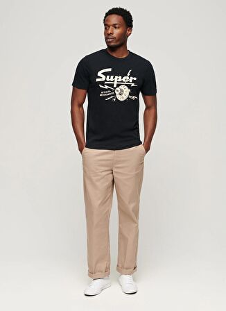 Superdry Bisiklet Yaka Baskılı Siyah Erkek T-Shirt M1011918A12A_RETRO ROCKER GRAPHIC T