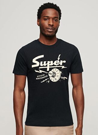 Superdry Bisiklet Yaka Baskılı Siyah Erkek T-Shirt M1011918A12A_RETRO ROCKER GRAPHIC T