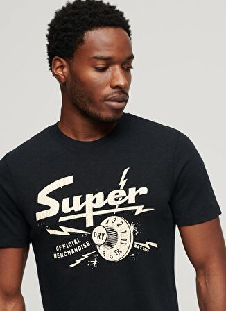 Superdry Bisiklet Yaka Baskılı Siyah Erkek T-Shirt M1011918A12A_RETRO ROCKER GRAPHIC T