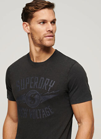 Superdry Bisiklet Yaka Baskılı Antrasit Erkek T-Shirt M1011918AAFB_RETRO ROCKER GRAPHIC T