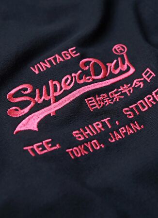 Superdry Bisiklet Yaka Baskılı Lacivert Erkek T-Shirt M1011922A98T_NEON VL T SHIRT