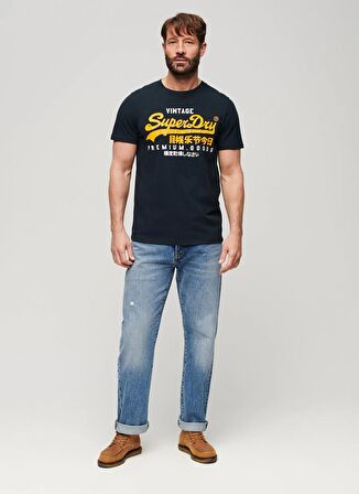 Superdry Bisiklet Yaka Baskılı Lacivert Erkek T-Shirt M1011977A98T_VL DUO TEE