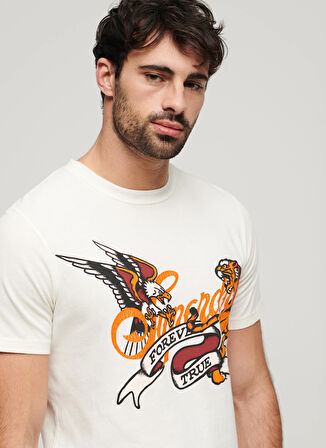 Superdry Bisiklet Yaka Baskılı Beyaz Erkek T-Shirt M1011978A71D_TATTOO SCRIPT T SHIRT