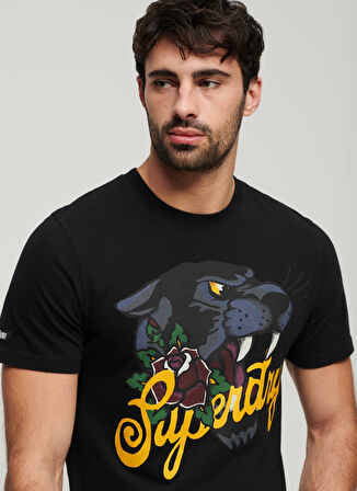 Superdry Bisiklet Yaka Baskılı Antrasit Erkek T-Shirt M1011978AAFB_TATTOO SCRIPT T SHIRT