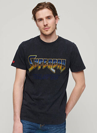 Superdry Bisiklet Yaka Baskılı Siyah Erkek T-Shirt M1011981A02A_ROCK GRAPHIC BAND TEE