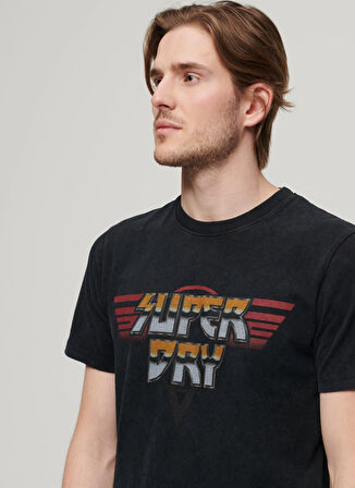 Superdry Bisiklet Yaka Baskılı Siyah Erkek T-Shirt M1011981AAFB_ROCK GRAPHIC BAND TEE