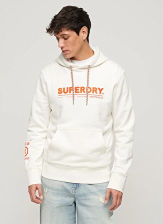 Superdry Kapüşon Yaka Beyaz Erkek Sweatshırt M2013524A1KZ_UTILITY SPORT LOGO LOO