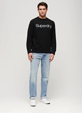 Superdry Bisiklet Yaka Siyah Erkek Sweatshırt M2013593A02A_CORE LOGO CITY LOOSE C