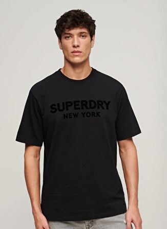 Superdry Bisiklet Yaka Baskılı Siyah Erkek T-Shirt M6010805A16A_LUXURY SPORT LOOSE TEE