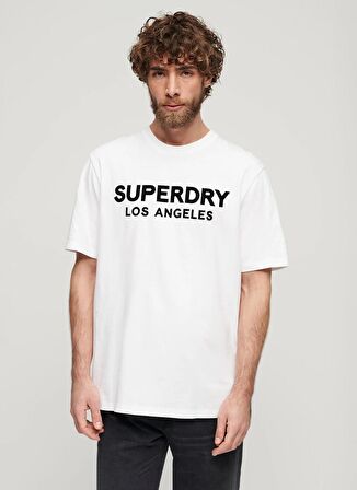 Superdry Bisiklet Yaka Baskılı Beyaz Erkek T-Shirt M6010805AT7X_LUXURY SPORT LOOSE TEE