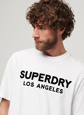 Superdry Bisiklet Yaka Baskılı Beyaz Erkek T-Shirt M6010805AT7X_LUXURY SPORT LOOSE TEE