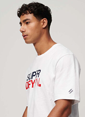 Superdry Bisiklet Yaka Baskılı Beyaz Erkek T-Shirt M6010811AT7X_SPORTSWEAR LOGO LOOSE