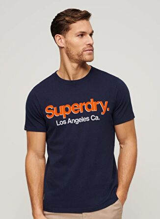 Superdry Bisiklet Yaka Baskılı Lacivert Erkek T-Shirt M1011985A97T_CORE LOGO CLASSIC WASH