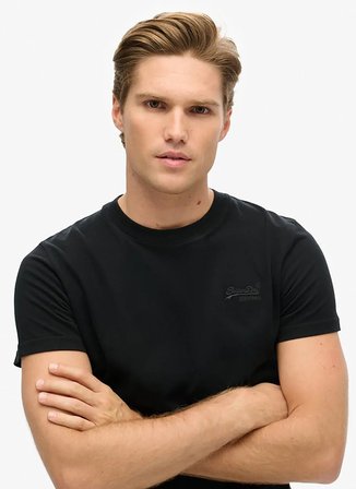 Superdry Bisiklet Yaka Siyah Erkek T-Shirt M1011245M-16A_ESSENTIAL LOGO EMB TE