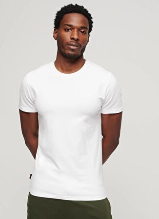 Superdry Bisiklet Yaka Düz Beyaz Erkek T-Shirt M1011245M44C_ESSENTIAL LOGO EMB TEE