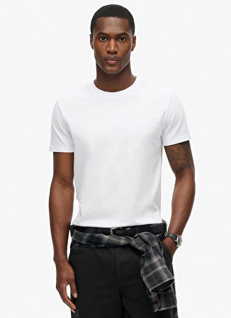 Superdry Bisiklet Yaka Düz Beyaz Erkek T-Shirt M1011245M44C_ESSENTIAL LOGO EMB TEE