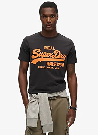 Superdry Bisiklet Yaka Siyah Erkek T-Shirt M1011993AAWF_NEON VL GRAPHIC T SHIR