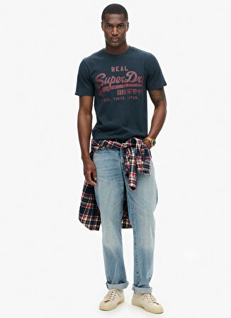 Superdry Bisiklet Yaka Lacivert Erkek T-Shirt M1012025A98T_CLASSIC VL GRAPHIC T S