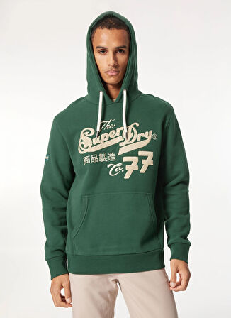 Superdry Kapüşon Yaka Yeşil Erkek Sweatshırt M2013697AXO9_EMBROIDER SCRIPT GRAPH