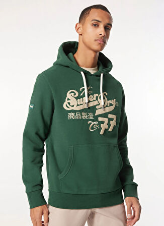 Superdry Kapüşon Yaka Yeşil Erkek Sweatshırt M2013697AXO9_EMBROIDER SCRIPT GRAPH