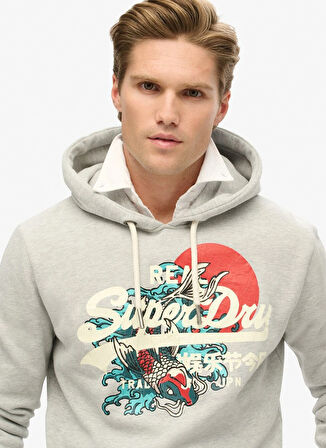 Superdry Kapüşon Yaka Bej Erkek Sweatshırt M2013702A1WY_TOKYO VL GRAPHIC HOODI