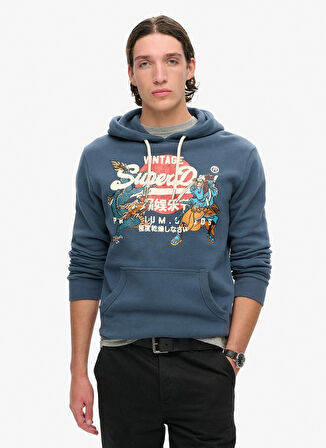 Superdry Kapüşon Yaka Mavi Erkek Sweatshırt M2013702A62V_TOKYO VL GRAPHIC HOODI