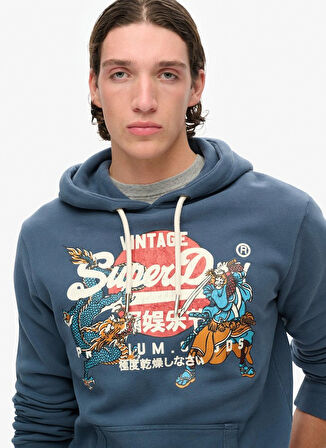 Superdry Kapüşon Yaka Mavi Erkek Sweatshırt M2013702A62V_TOKYO VL GRAPHIC HOODI