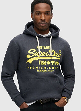 Superdry Kapüşon Yaka Siyah Erkek Sweatshırt M2013704A1BJ_NEON VL GRAPHIC HOODIE