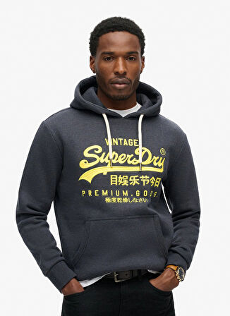 Superdry Kapüşon Yaka Lacivert Erkek Sweatshırt M2013704AAGT_NEON VL GRAPHIC HOODIE