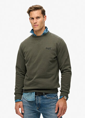 Superdry Bisiklet Yaka Koyu Yeşil Erkek Sweatshırt M2013751A3JZ_ESSENTIAL LOGO CREW SW
