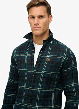 Superdry Normal Siyah - Mavi Erkek Gömlek M4010727AB8K_L/S COTTON LUMBERJACK