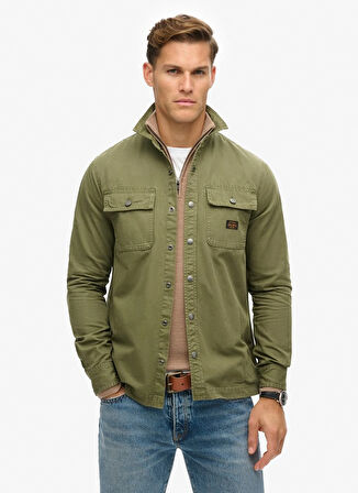 Superdry Normal Yeşil Erkek Gömlek M4010730A8TQ_CANVAS WORKWEAR OVERSH