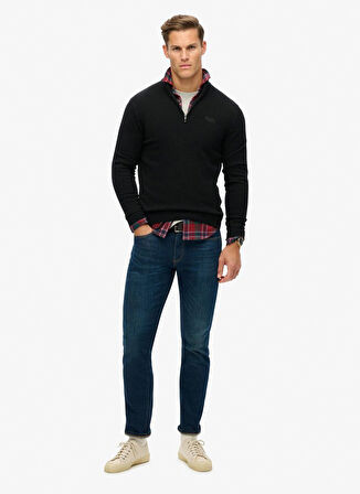 Superdry Bisiklet Yaka Normal Siyah Erkek Kazak M6110640A02A_ESSENTIAL EMB KNIT HAL