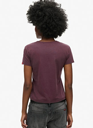 Superdry Yuvarlak Yaka Baskılı Bordo Kadın T-Shirt W1011502A