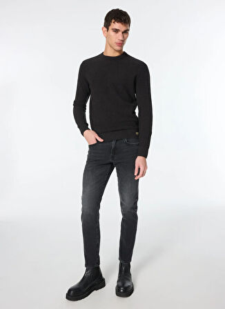 Superdry Düz Yaka Normal Düz Siyah Erkek Kazak M6110657A7BT_TEXTURED CREW KNIT JUM