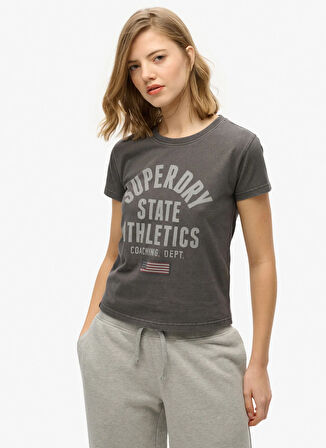 Superdry Bisiklet Yaka Gri Kadın T-Shirt W1011604A