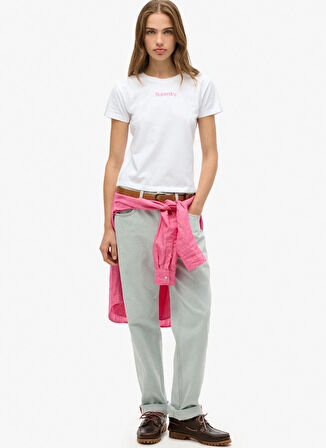 Superdry Bisiklet Yaka Beyaz Kadın T-Shirt W1011635A