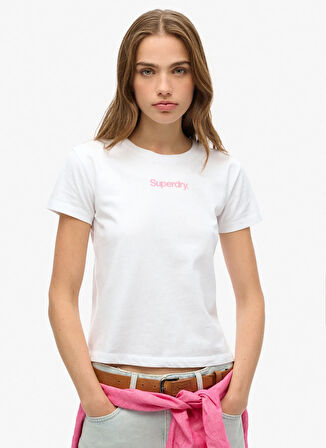 Superdry Bisiklet Yaka Beyaz Kadın T-Shirt W1011635A